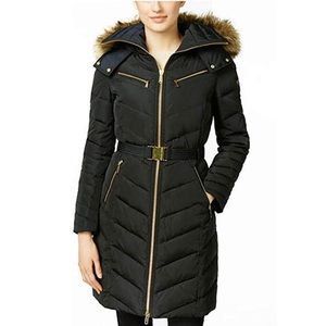 Michael Kors Belted Black Puffer Coat
